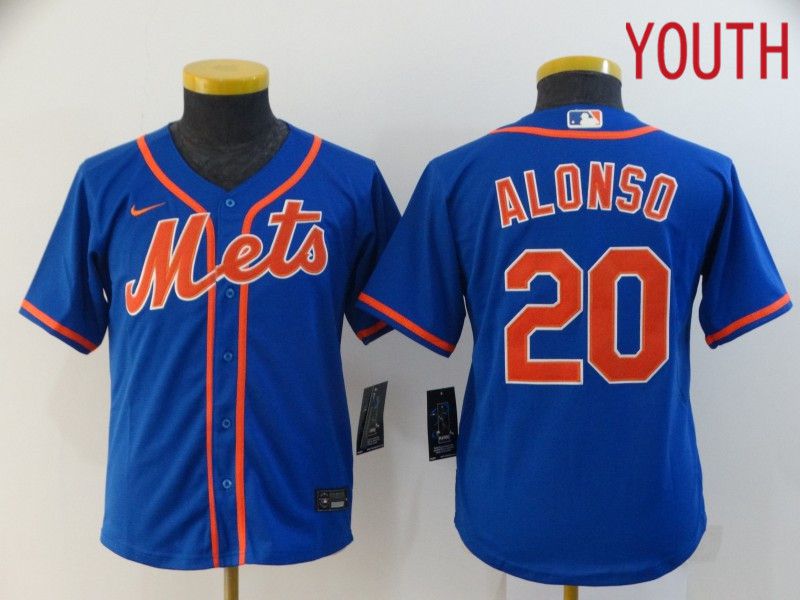 Youth New York Mets 20 Alonso Blue Nike Game MLB Jerseys